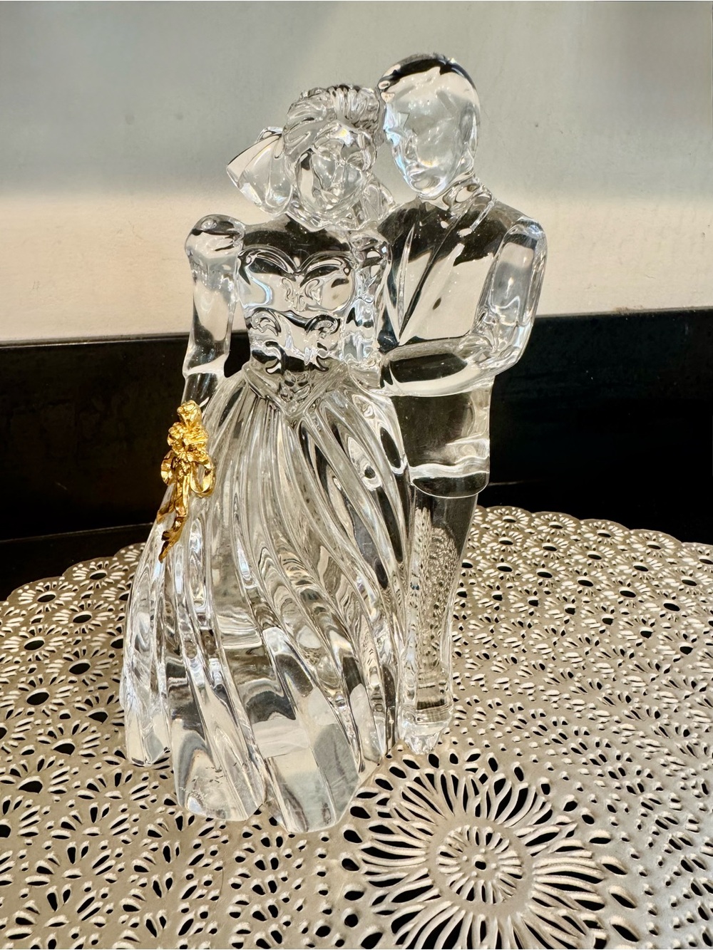 👰🏻‍♀️🤵Vintage Lenox Fine Crystal Bride & Groom Wedding Promises Figurine